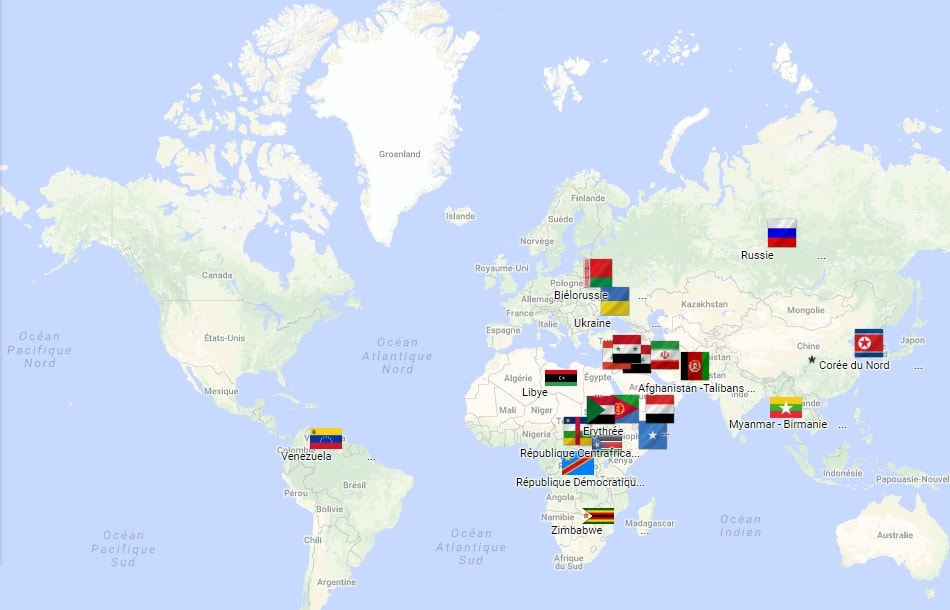 E.U. trade and financial sanctions map