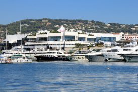 Yachts in front of the Palais des Festivals, Cannes