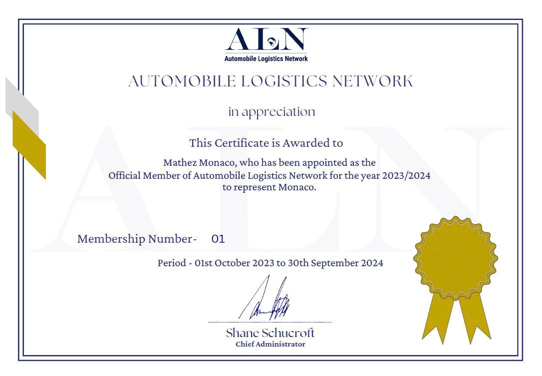 Certificat ALN Mathez Monaco