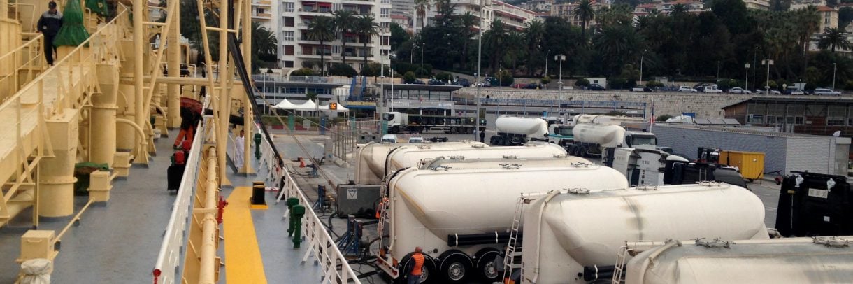 Cement carrier at the port of Nice