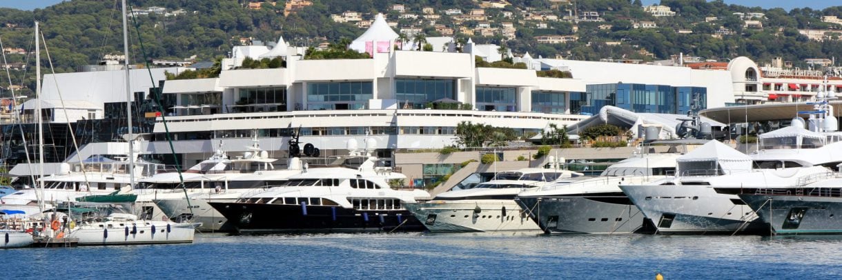 The Palais des Festivals seen from the port in Cannes