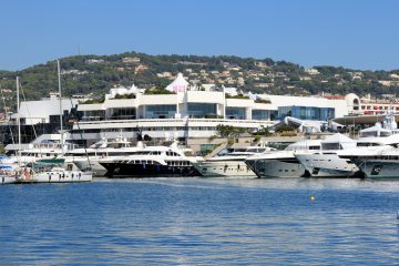 The Palais des Festivals seen from the Port of Cannes