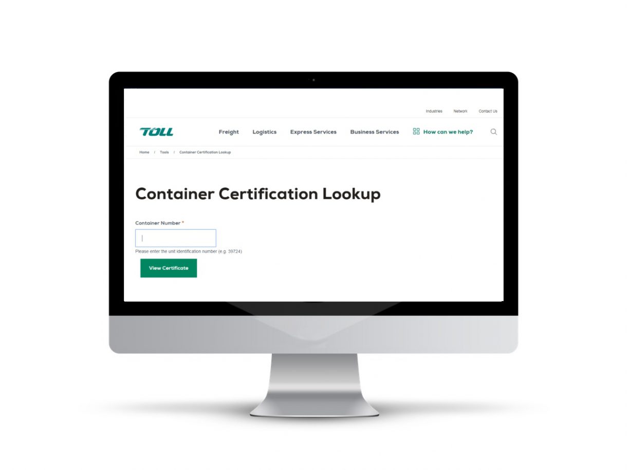 Toll Container Certification Lookup